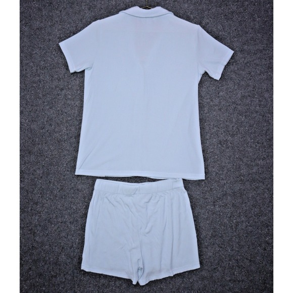 SKIMS Soft Lounge Short Sleep Set Women Small Blue Ribbed Stretch Two Piece EUC - Picture 2 of 4